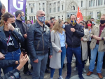 Unai Sordo, Yolanda D&iacute;az, Pablo Iglesias e Ione Belarra, entre otros, en la manifestaci&oacute;n del Primero de Mayo.