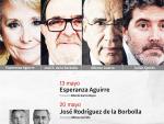 Alfonso Guerra, Esperanza Aguirre y Rodr&iacute;guez de la Borbolla, en 'A debate' de Tomares