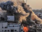 La torre de 14 de plantas Al Shuruq, en Gaza, derribada por bombardeos israel&iacute;es.