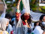 Bella Hadid, en la manifestaci&oacute;n de apoyo a Palestina.