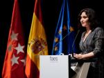 La presidenta de la Comunidad de Madrid, Isabel D&iacute;az Ayuso, en la fundaci&oacute;n Faes.