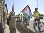 Medio centenar de personas participan en la bicicletada entre Huesca y Zaragoza por la libertad del pueblo saharaui