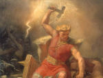Thor, dios del trueno, representado en una pintura.