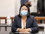 La candidata presidencial peruana Keiko Fujimori, durante la audiencia sobre la petici&oacute;n de su regreso a prisi&oacute;n preventiva, en Lima.