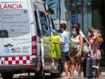 Traslado de estudiantes a un hotel de pandemia en Palma de Mallorca.