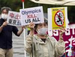 Manifestantes contra la celebración de los Juegos olímpicos en Tokio