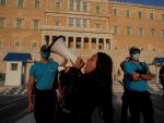 Protesta antivacunas en Atenas.
