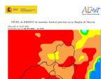 El nivel de riesgo de incendio forestal previsto este domingo es extremo en la Cuenca de Mula, Guadalentín y Noroeste