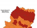 Alerta roja por peligro de incendios forestales en zonas de las tres provincias de Arag&oacute;n
