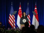 La vicepresidenta estadounidense, Kamala Harris, durante su gira por Asia.