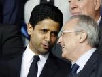 Nasser Al-Khelaifi, presidente del PSG, y Florentino P&eacute;rez