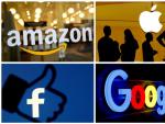 Los logotipos de Amazon, Apple, Facebook y Google.
