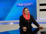 La periodista Khadija Amin, cuando trabajaba en una cadena de televisi&oacute;n de Afganist&aacute;n.