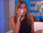 Jennifer Aniston, llorando en el programa de Ellen DeGeneres.