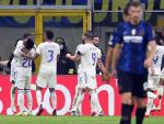Los jugadores del Real Madrid celebran el gol de Rodrygo ante el Inter de Milán
