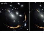 Tres vistas de la misma supernova Requiem aparecen en la imagen de 2016 (izquierda), y desapareci&oacute; en 2019 (derecha).
