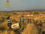 Agentes de la Guardia Civil rescatan una treintena de aves en Todoque (La Palma).