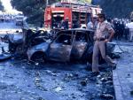 Atentado del comando España de ETA con un coche bomba en la Plaza de la República Dominicana de Madrid en julio de 1986.