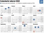 Calendario laboral 2022 en Espa&ntilde;a.