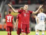 Lewandowski celebra un gol con el Bayern