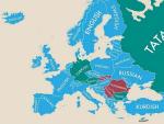 Mapa de Europa que recoge cuál es la segunda lengua más hablada en cada país.