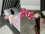 La difícil transición de la cuna a la cama: Una madre encuentra a su bebé durmiendo en posiciones y lugares inverosímiles