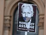 Una pancarta durante la manifestaci&oacute;n a favor de la libertad de Julian Assange.