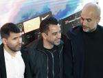 Agüero, Xavi y Guardiola, en la despedida del Kun