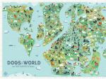 Mapa del mundo con las razas de perros y sus países de origen.