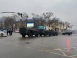 Despliegue de las fuerzas de seguridad durante las protestas en la ciudad de Almaty.