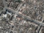 Edificios destruidos por los bombardeos en la ciudad ucraniana de Mari&uacute;pol, en una imagen de sat&eacute;lite tomada el 29 de marzo de 2022.