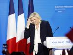 La candidata ultraderechista a la presidencia de Francia, Marine Le Pen, este domingo tras conocerse las estimaciones de las elecciones francesas.
