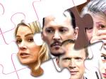 Los actores Johnny Depp y Amber Heard junto a la psiquiatra Shannon Curry y el int&eacute;rprete Paul Bettany.