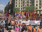 Manifestaci&oacute;n de CC.OO. Y UGT de Catalunya por el D&iacute;a de los Trabajadores en Barcelona.