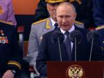 El presidente de Rusia, Vladimir Putin, pronuncia su discurso, durante el d&iacute;a de la victoria en la Plaza Roja de Mosc&uacute;.