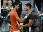 Djokovic y Alcaraz, en el Mutua Madrid Open.