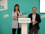 Laura Borràs y Josep Turull durante la rueda de prensa de presentación de la candidatura conjunta al congreso de JuntsXCat