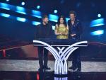 Los presentadores Alessandro Cattelan, Laura Pausini y Mika, durante las votaciones de Eurovisi&oacute;n 2022.