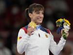 Sandra S&aacute;nchez tras ganar el oro en los Juegos Ol&iacute;mpicos de Tokio 2020