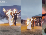La pareja, ardiendo el d&iacute;a de su boda.