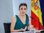 La ministra de Igualdad, Irene Montero, participa en una comparecencia tras la reuni&oacute;n del Consejo de Ministros, a 17 de mayo de 2022, en Madrid (Espa&ntilde;a).