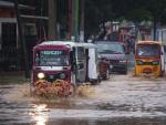 Avenida inundada en el municipio de Tehuantepec