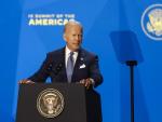 El presidente de Estados Unidos, Joe Biden, durante su discurso en el evento inaugural de la IX Cumbre de las Am&eacute;ricas, en Los &Aacute;ngeles.