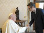 El Papa Francisco recibe al ministro de Presidencia, F&eacute;lix Bola&ntilde;os, este lunes en el Vaticano.