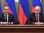 El expresidente ruso y actual vicepresidente del Consejo de Seguridad de Rusia, Dimitri Medvedev, y el presidente ruso, Vladimir Putin.