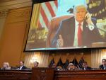 El expresidente de EE UU Donald Trump, en un v&iacute;deo mostrado durante una audiencia del comit&eacute; legislativo que investiga el asalto al Capitolio de EE UU ocurrido el 6 de enero de 2021.