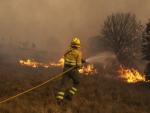 Trabajos de extinci&oacute;n del incendio en la Sierra de la Culebra.