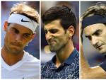 Rafa Nadal, Novak Djokovic y Roger Federer.