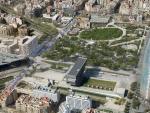 Perspectiva a&eacute;rea de c&oacute;mo quedar&aacute; la plaza de las Gl&ograve;ries de Barcelona tras la transformaci&oacute;n.