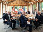 Los l&iacute;deres del G7, junto con los presidentes de la Comisi&oacute;n Europea y del Consejo Europeo, en el castillo de Elmau, Alemania.